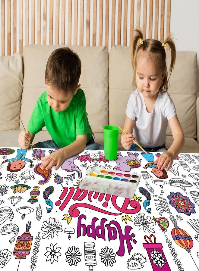 OHOME ملصق/مفرش طاولة تلوين عملاق من OHOME لعيد ديوالي - زينة منزلية لعيد ديوالي - لافتة تلوين جامبو 30 × 72 بوصة، أنشطة يدوية للأطفال، ديكورات حفلات | هدايا ديوالي - Image 3